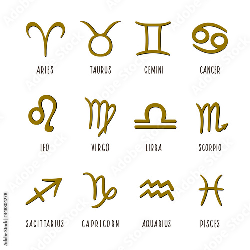 Zodiac signs. Vector illustration of zodiac signs. Set of zodiac signs.