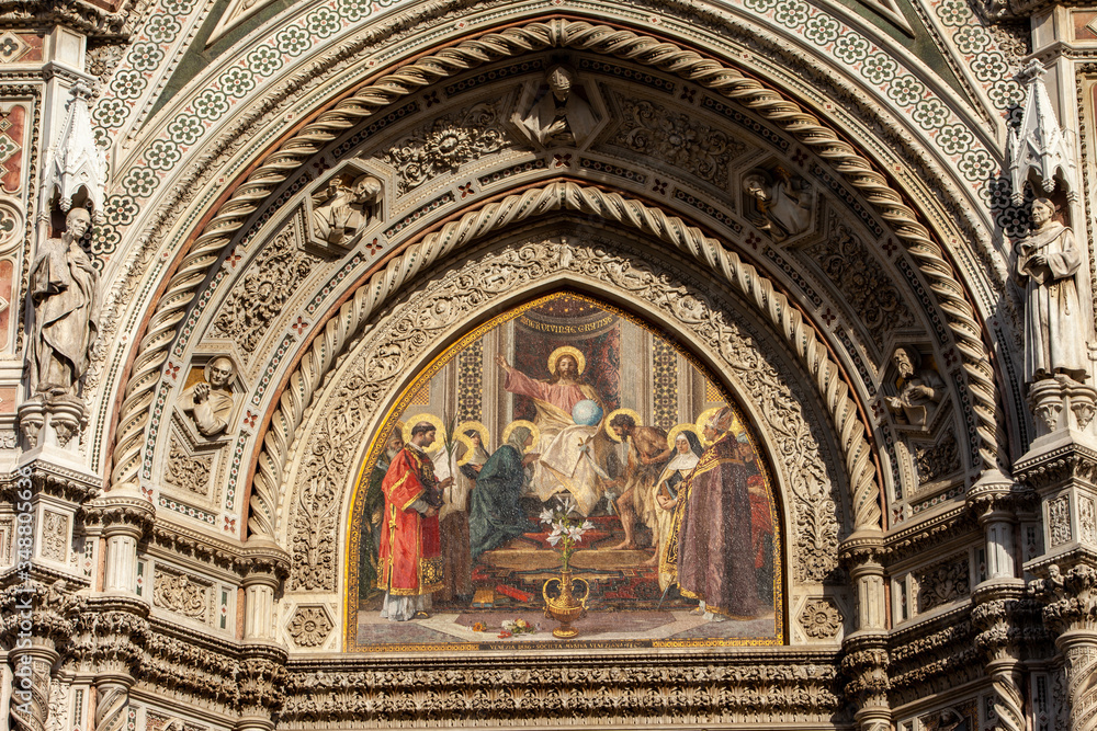 the facade of the Cathedral of Santa Maria del Fiore in Florence. Italy