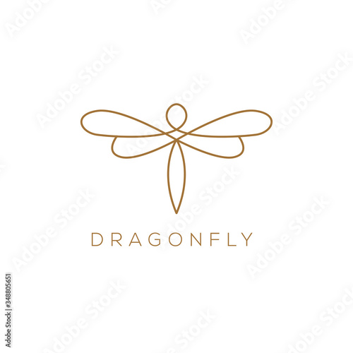 Obraz na plátne Line art Minimalist elegant Dragonfly wings logo design