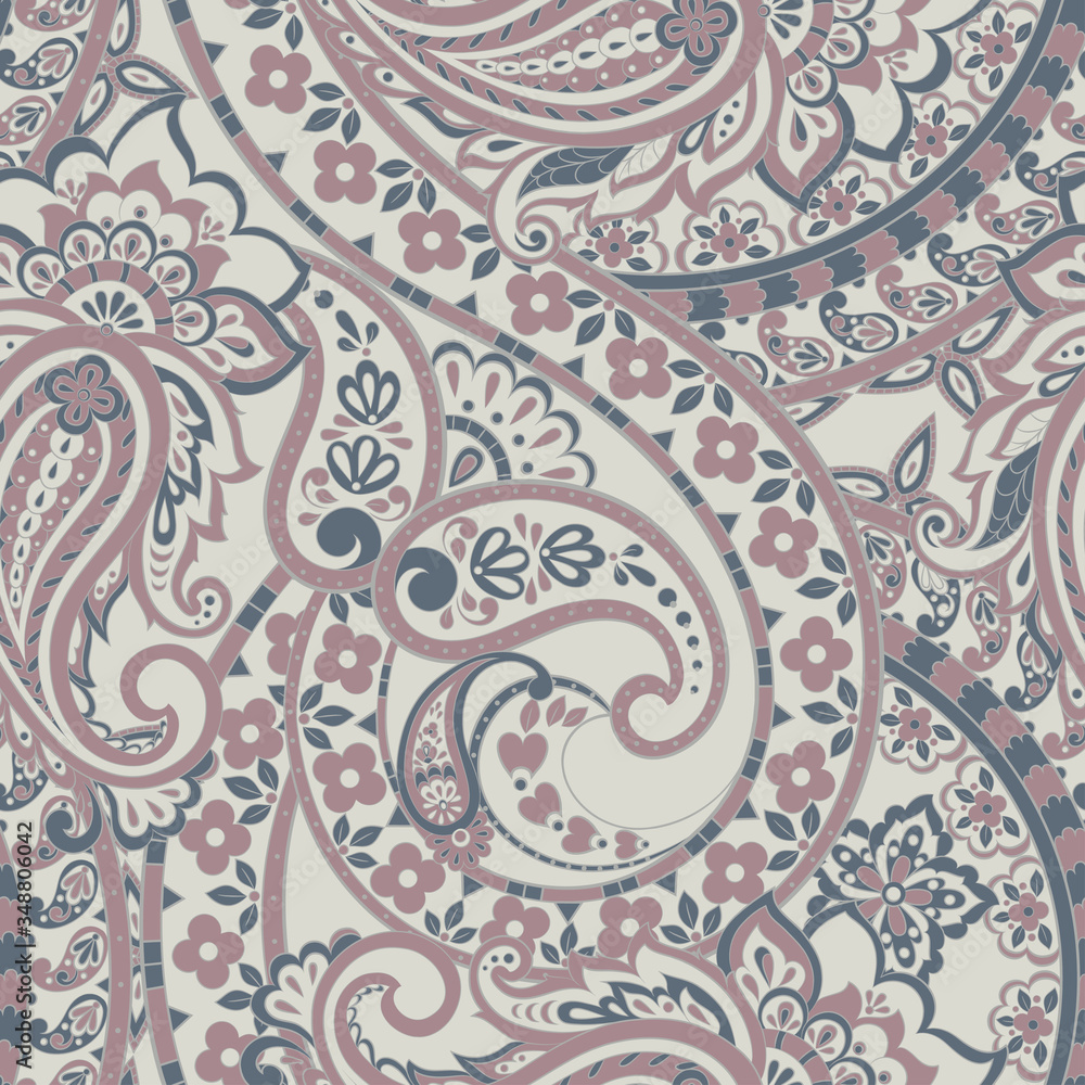 Seamless Paisley pattern in indian style. Floral vector illustration