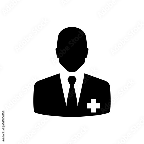 Símbolo asistencia sanitaria. Icono plano médico en color negro