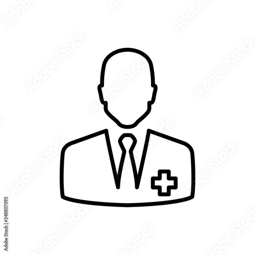 Símbolo asistencia sanitaria. Icono plano lineal médico en color negro