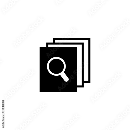 Searching files vector icon in black solid flat design icon isolated on white background