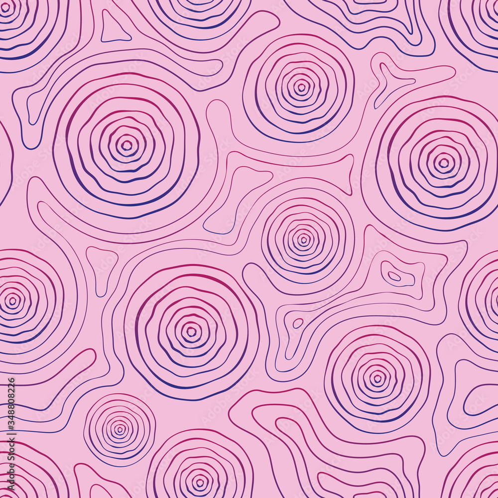 Abstract seamless background, lines and circles, pink