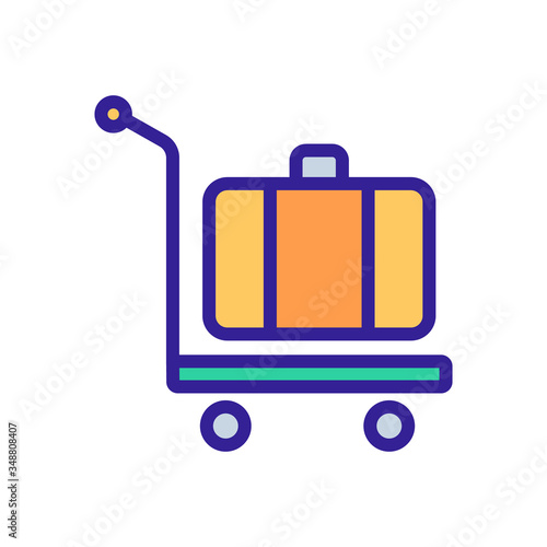 manual wheeled trolley with suitcase icon vector. manual wheeled trolley with suitcase sign. color symbol illustration