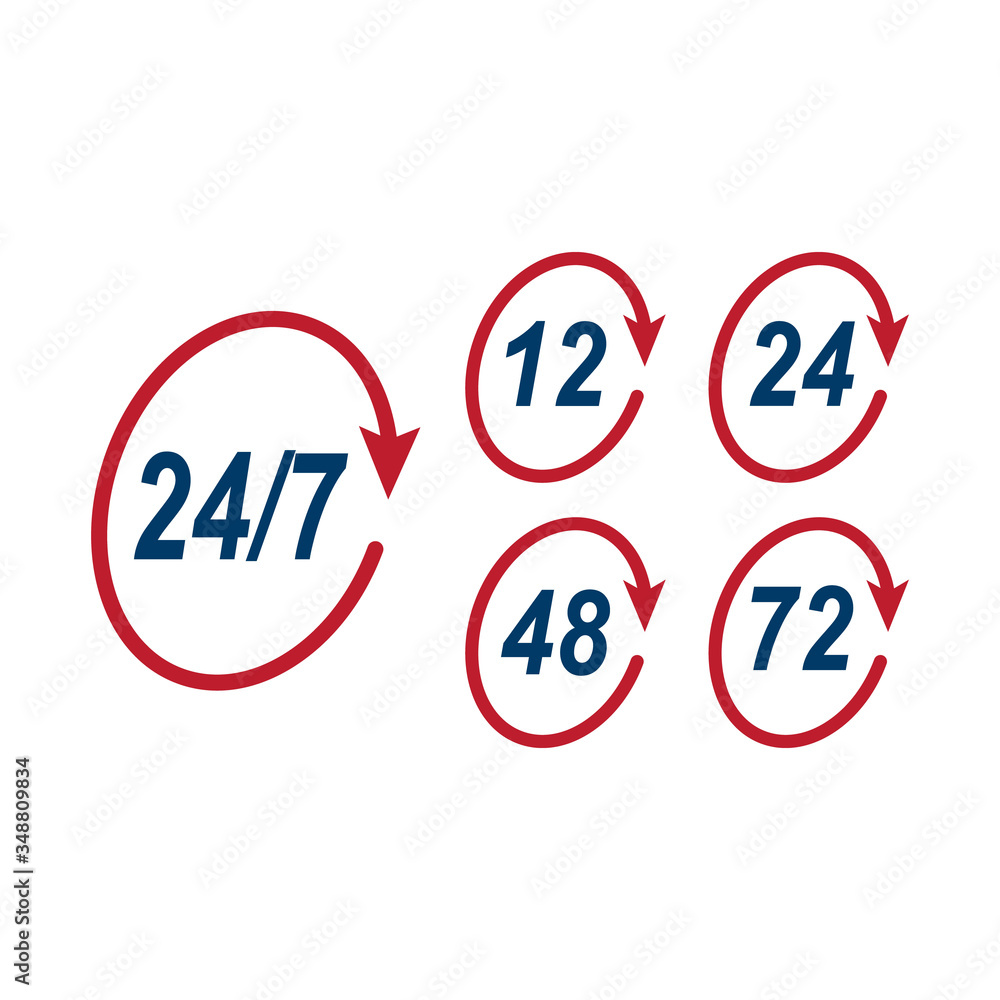 24 7 vector arrow customer support delivery and open icons. design