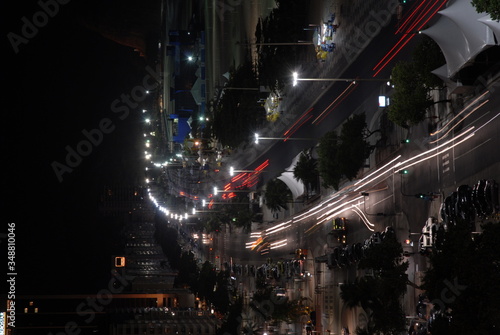 High Angle View Of Illuminated City Street At Night