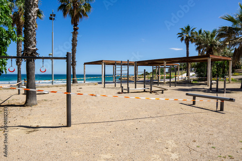 Public park on the beach street workout closed due to the COVID-19 virus