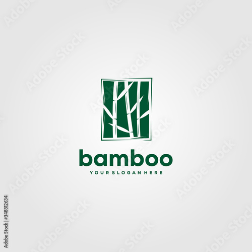 minimalist bamboo logo vector illustration design in negative space