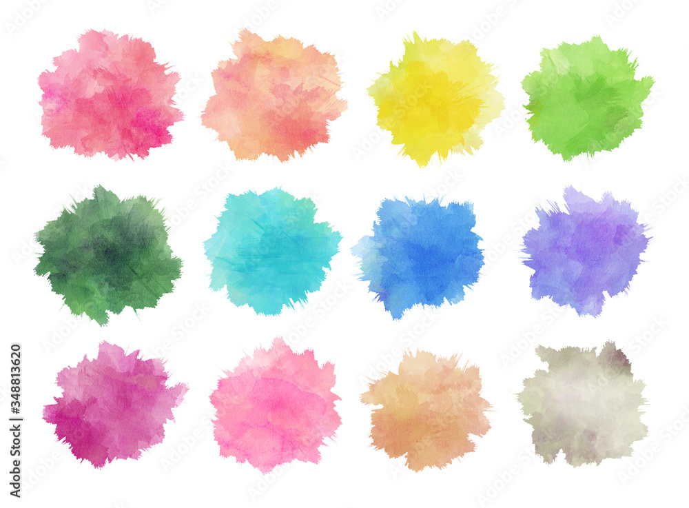 watercolor stains; background for title and logo