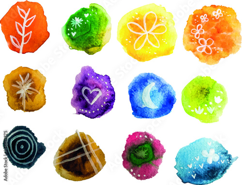 Farbklecks Aquarell Watercolor Farben Klecks Spritzer Bunt Muster Illustration Vektor