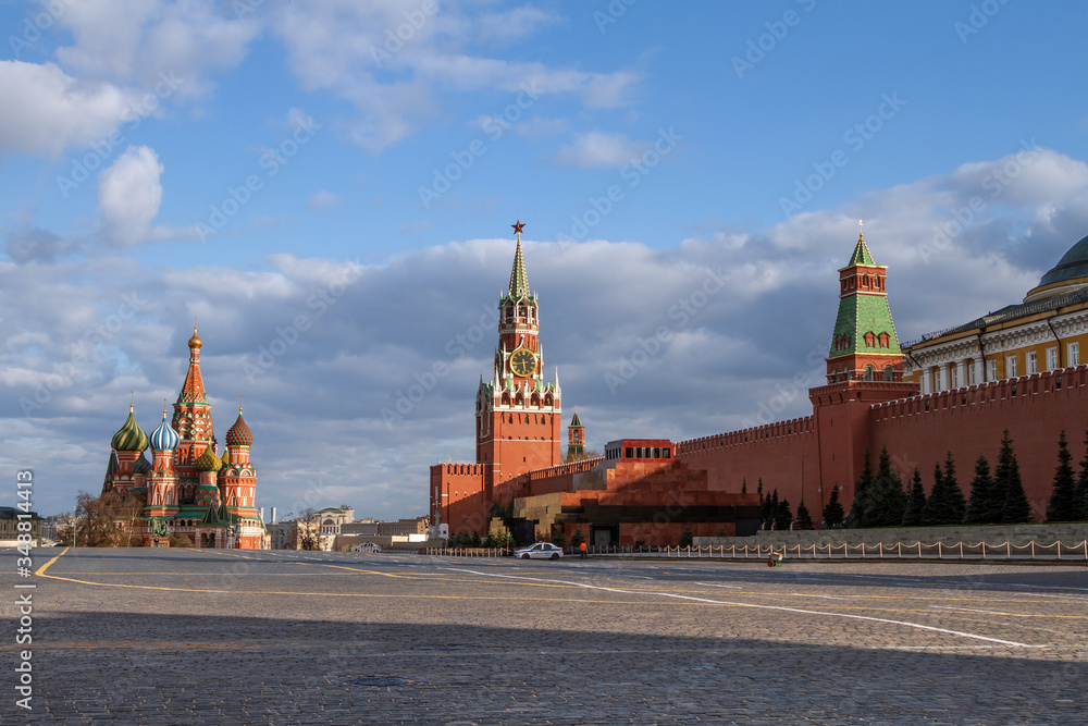 Covid-19, quarantine in Moscow, coronavirus in Russia. Empty Red Square without people Covid-19, quarantine in Moscow, coronavirus in Russia. Empty Red Square without people