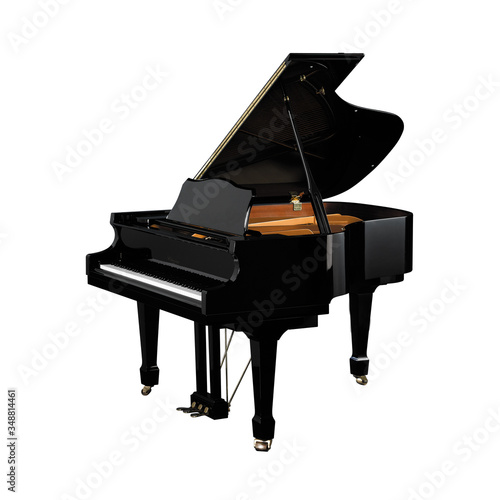 Piano, Grand Piano Strings Percussion Music Instrument Isolated on White background