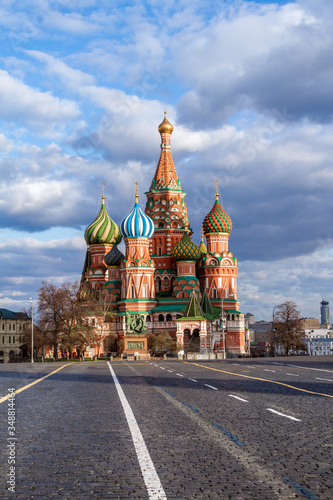 Covid-19, quarantine in Moscow, coronavirus in Russia. Empty Red Square without people