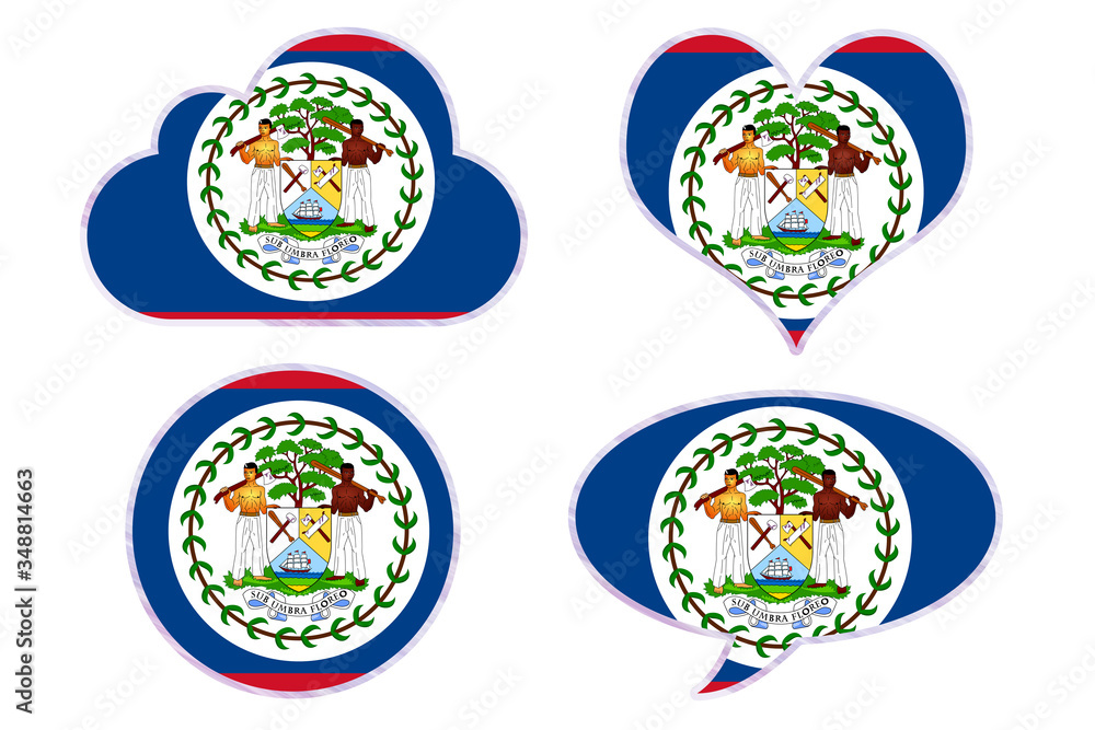 Belize flag in different shapes