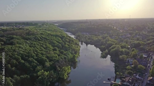 Aerial view of the Teterev river in the city of Zhytomyr, Ukraine photo