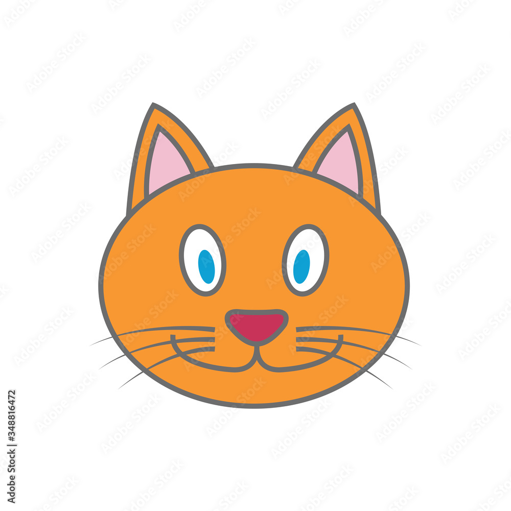 cat head cartoon icon vector design template