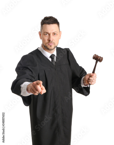 Strict male judge on white ...