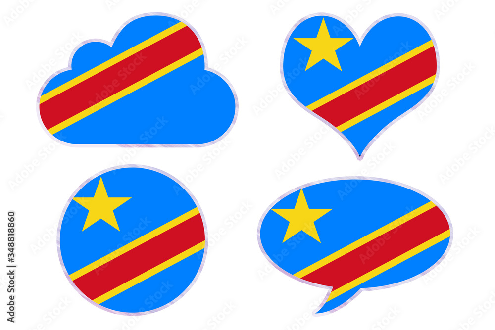 Congo Democratic Republic flag in different shapes