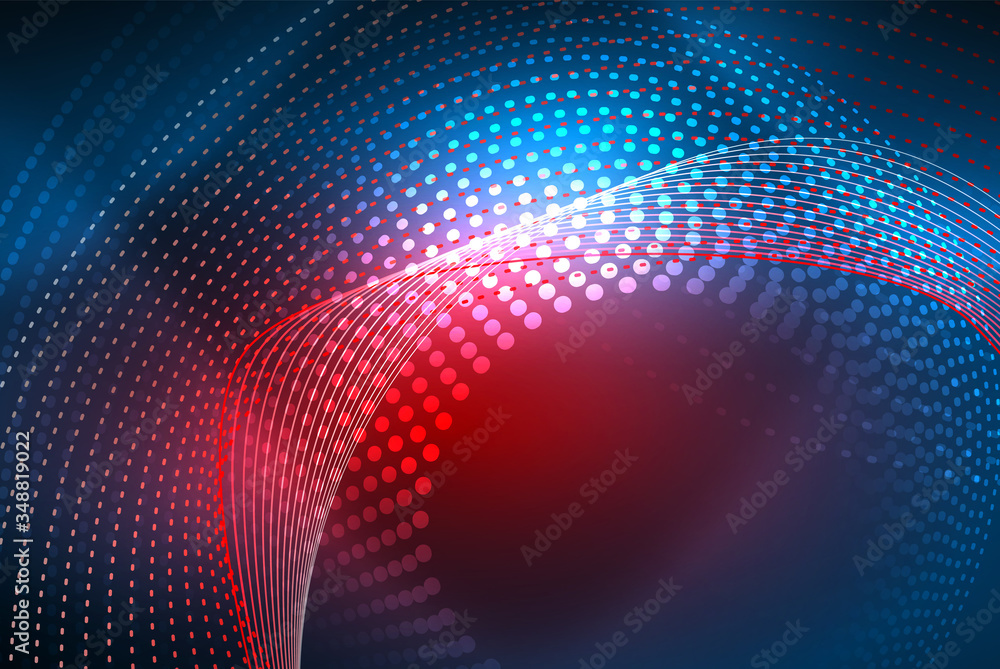 Obraz premium Abstract particles, wave background, neon motion techno design