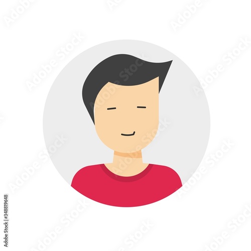 User profile or my account avatar login icon with man male face smile symbol flat vector, human person member sign isolated on white background