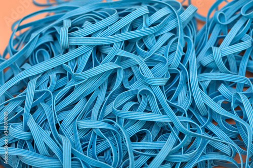 small pieces of blue elastic , Elastic band,detail