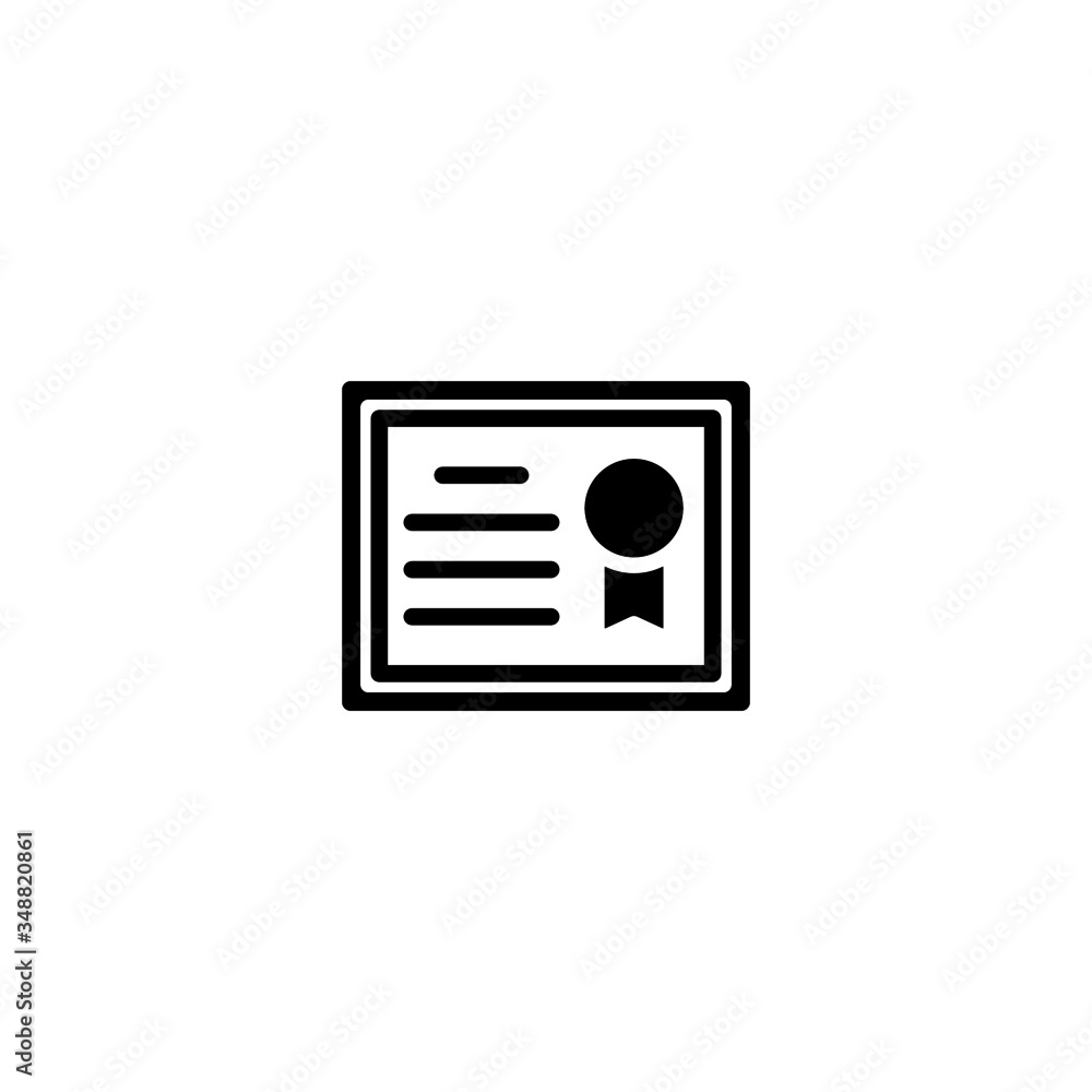 Certificate vector icon in black solid flat design icon isolated on white background Certificate vector icon in black solid flat design icon isolated on white background