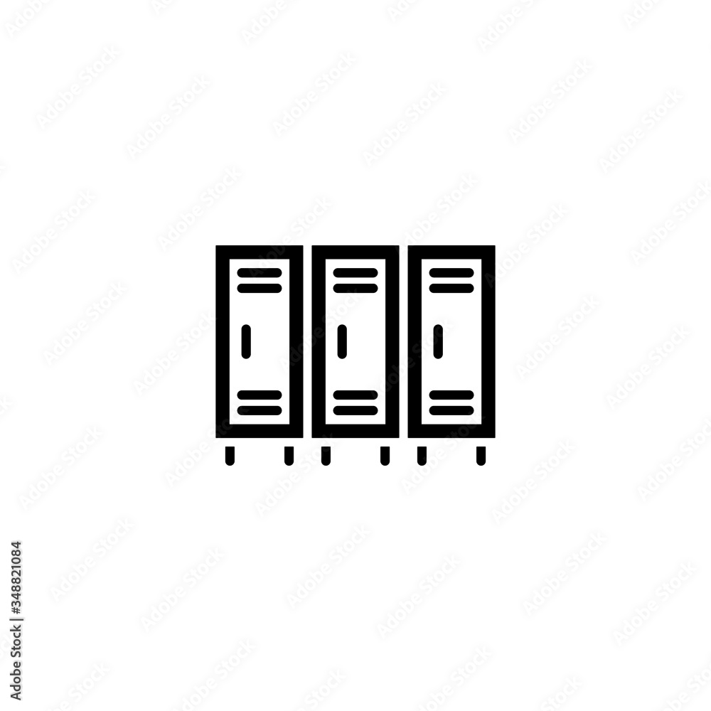 Lockers vector icon in black solid flat design icon isolated on white background Lockers vector icon in black solid flat design icon isolated on white background