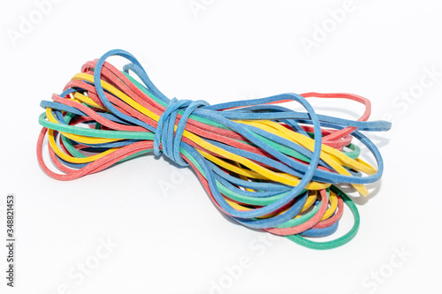 Colorful rubber bands isolated on white background