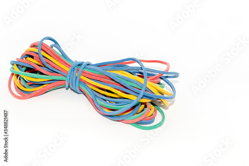 Colorful rubber bands isolated on white background