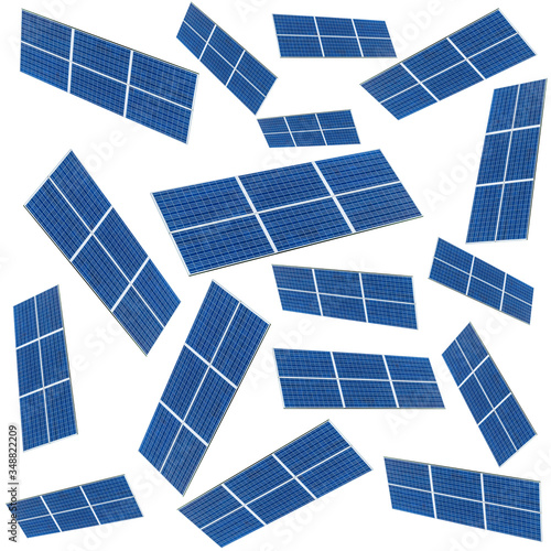 Blue Solar panel pattern isolated on white background. Solar panels pattern for sustainable energy. Renewable solar energy. Alternative energy.