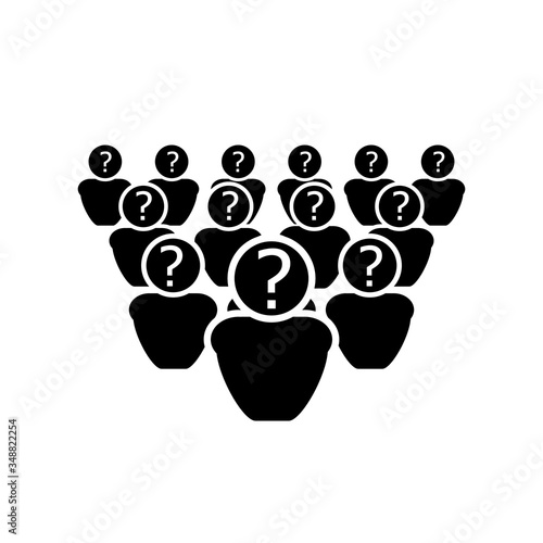 Vector anonymous people icon, black and white illustration, minimal graphic art isolated on white background.