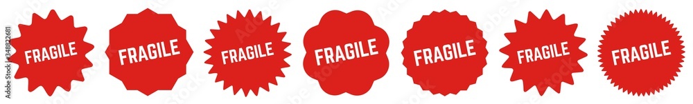 Fragile Tag Red | Icon | Sticker | Deal Label | Variations