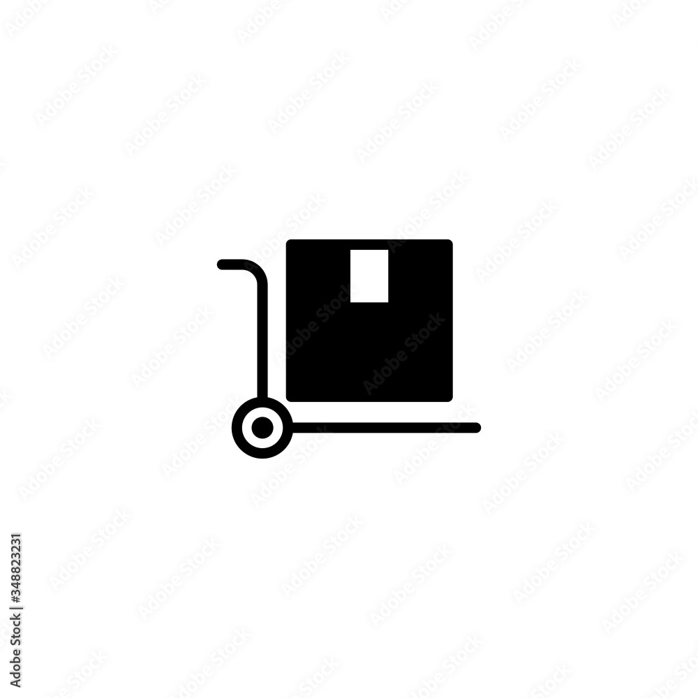 Pushcart vector icon in black solid flat design icon isolated on white background Pushcart vector icon in black solid flat design icon isolated on white background