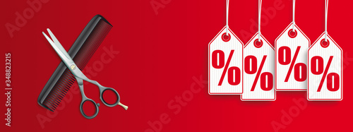 Scissors Comb Price Stickers Sale Header Percents