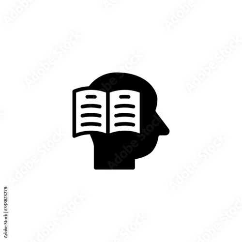 Self learning vect in black solid flat design icon isolated on white background