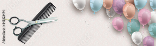 Scissors Comb Long Noble Banner Ornaments Pastel Balloons