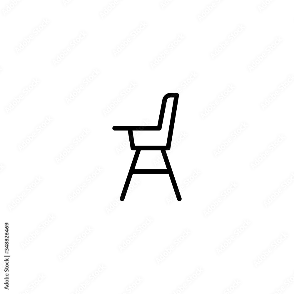 Baby chair vector icon in linear, outline icon isolated on white background Baby chair vector icon in linear, outline icon isolated on white background