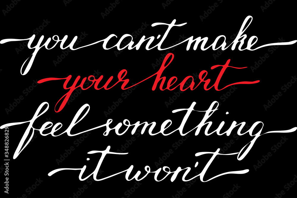 Phrase you can't make your heart feel something it won't handwritten text vector