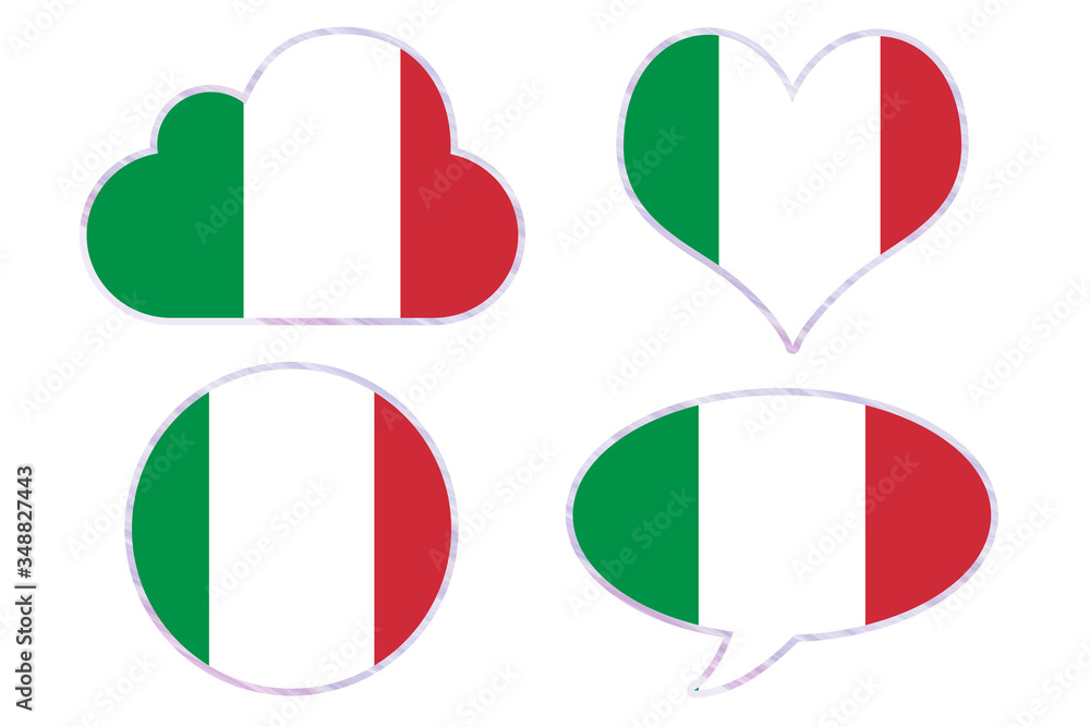 Italy flag in different shapes Italy flag in different shapes