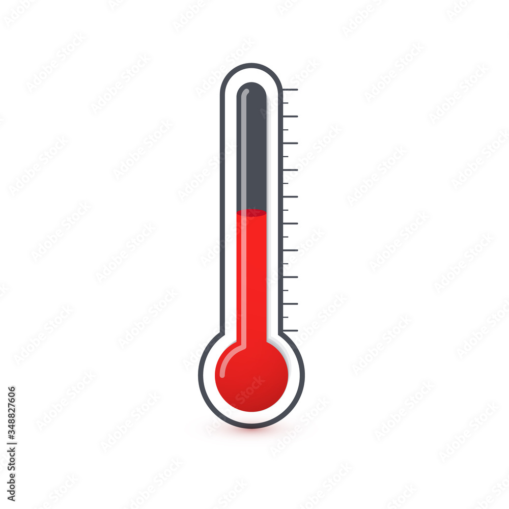 Thermometer icon, glass bulb with mercury, measuring instrument for air temperature and body temperature isolated vector symbol on a white background. Thermometer icon, glass bulb with mercury, measuring instrument for air temperature and body temperature isolated vector symbol on a white background.