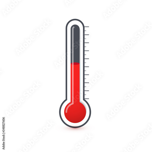 Thermometer icon, glass bulb with mercury, measuring instrument for air temperature and body temperature isolated vector symbol on a white background.