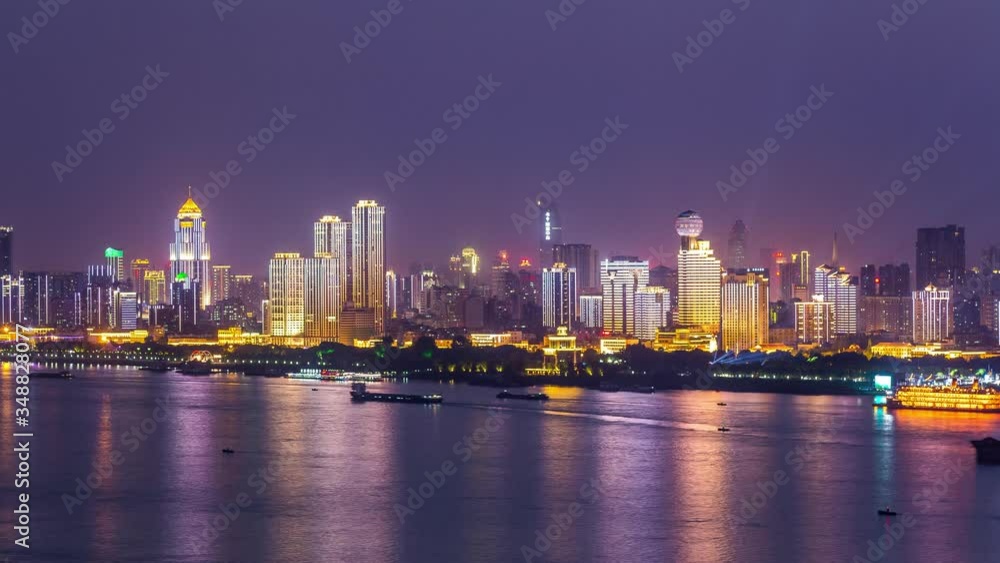 Timelapse of Wuhan city .Panoramic skyline and buildings Timelapse of Wuhan city .Panoramic skyline and buildings