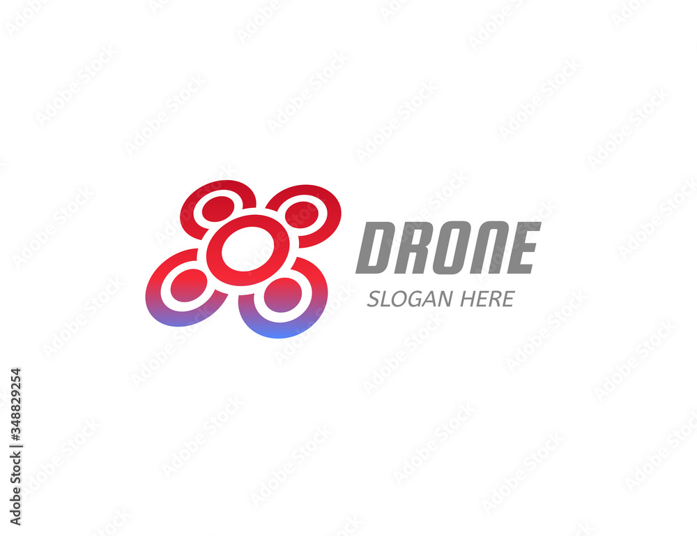 Isolated red drone vector illustrarion. Quadrocopter logo on the white background. Modern air device, copter logotype. Aviation element. Isolated red drone vector illustrarion. Quadrocopter logo on the white background. Modern air device, copter logotype. Aviation element.
