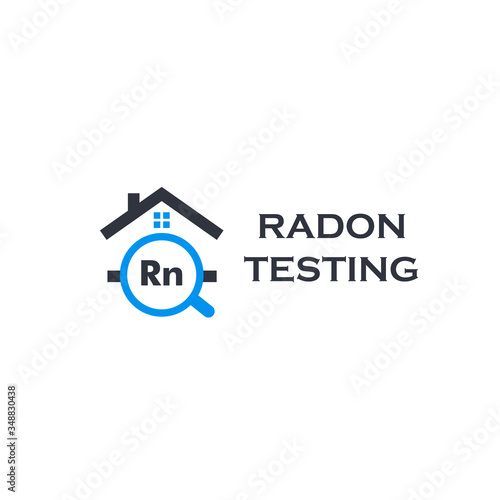 Home radon testing service logo. Rn pollution first alert kit, remediation logotype. Dangerous poisonous chemical element detection company vector illustration.