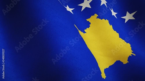 Kosovo waving flag closeup means freedom or government - looping video animation photo