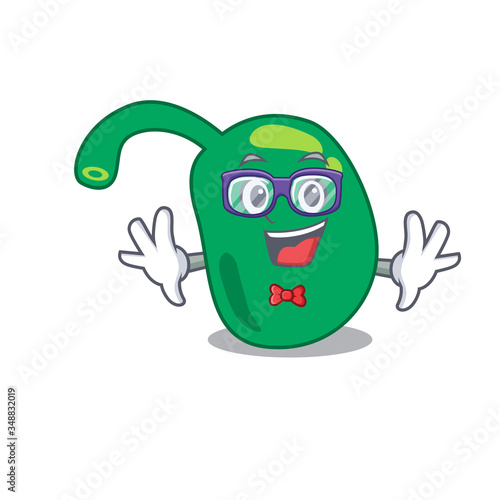 A cartoon drawing of geek pineal wearing weird glasses
