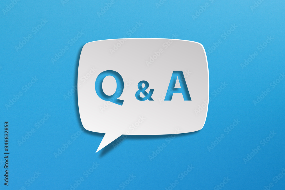 Question and answer speech bubble on blue background Question and answer speech bubble on blue background