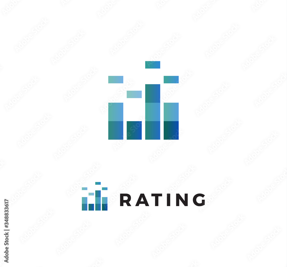 Rating scale, progress review chart logo. Business statistics and analytics data logotype. Professional growth and quality analysis. Company sales increase visualization icon. Corporate report diagram Rating scale, progress review chart logo. Business statistics and analytics data logotype. Professional growth and quality analysis. Company sales increase visualization icon. Corporate report diagram