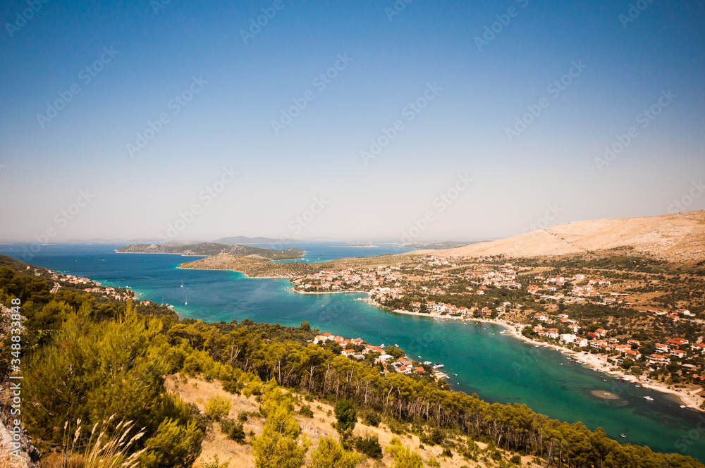 Sea, land and islands in croatia, village and forest